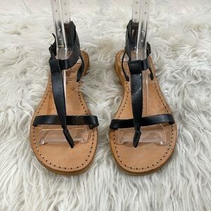 COCOBELLE Strappy Black Leather Slide Sandals Size 6/36 Made In Italy NEW